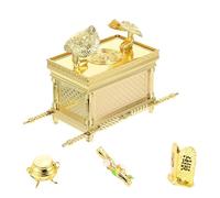 Whdifsag Ark of The Covenant Model Replica - Biblical Tabernacle with Aaron's Rod, Manna & Stone Tablets for Collectors, Religious Decor, Bible Study（Middle Size）