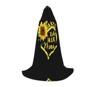 WHDNZZSY Blessed to Be Called Sunflower Print Halloween Hooded Cloak for Teenagers 35"-55" Halloween Robe Cape with Hood Medieval Cosplay Wizard Witch Costumes