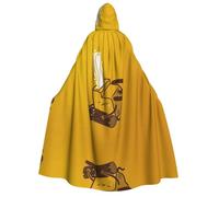 WHDNZZSY Cute Crying Chainsaw Print Halloween Hooded Cloak for Men Women 59" Halloween Robe Cape with Hood Medieval Cosplay Wizard Witch Costumes