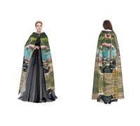 WHDNZZSY Happy Camper Print Halloween Hooded Cloak for Men Women