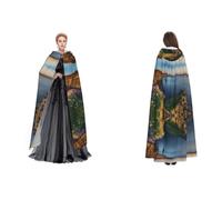 WHDNZZSY Ireland Outdoors County Clare The Cliffs Print Halloween Hooded Cloak for Men Women Medieval Cosplay Wizard Witch Costumes