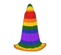 WHDNZZSY Rainbow Flag Print Halloween Hooded Cloak for Teenagers 35"-55" Halloween Robe Cape with Hood Medieval Cosplay Wizard Witch Costumes
