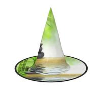 WHDNZZSY Stone Bamboo Print Halloween Witch Hat for Women Cosplay Costume Dress Up Halloween Party Decoration 2 PCS