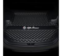 WHDPPP Tailored Car Boot Mat for Alfa Romeo Giulietta 2010-2021 | Leather Rear Trunk Liner with Raised Edges | All Weather Cargo Tray | Floor Guard Cover | Waterproof Protector Carpet,Black Beige