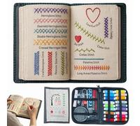 WHDYJZD Embroidery Stitch Book Kit, Portable Sewing Books, DIY Stitch Book Embroidery, Comes with a Complete Toolkit and Instructional Tutorial, Perfect for Beginners and Craft Lovers (1 Set)