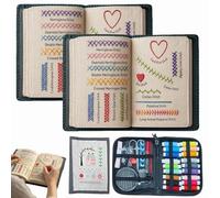 WHDYJZD Embroidery Stitch Book Kit, Portable Sewing Books, DIY Stitch Book Embroidery, Comes with a Complete Toolkit and Instructional Tutorial, Perfect for Beginners and Craft Lovers (2 Set)