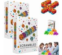 WHDYJZD Scrambled Dice Word Game for 1-5 Players, Brain - Sharpening Spelling Word Games, Fast-Paced Family Scrambled Dice Game, Brain Exercise Party Games for Parties Travel & Familys Nights (2 set)