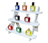 WHEARTED Wooden Display Riser Stand,3 Tier Perfume and Cologne Organizer Stands,Farmhouse Cupcake Stands,Table Display Stand For Vendors and Home Using,Rustic Display Shelf for Candles(White)