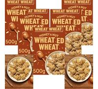 Wheat Bitesize Honey & Nut Cereal Pack 500g - High Fibre - Bitesize Biscuits Topped With Delicious Golden Honey & Crunchy Peanuts (6 x Packs)