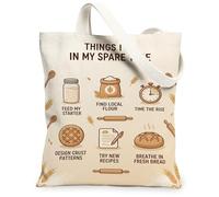 Wheat Canvas Tote Bag for Women, Rustic Vintage Rolling Pin Timer Fall Beige Washable Reusable Everyday Tote Bags Ideas for, Beige, 13x15 Inch
