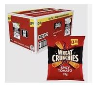 Wheat Crunchies Savoury Snacks Crisps Suitable for Vegetarians, Party, Lunchbox, On The Go, (16 Bags x 70g, Spicy Tomato)