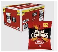 Wheat Crunchies Spicy Tomato 16 x 70g Party, Lunchbox, On The Go, Savoury Snacks Crisps Retro Snacks Full Box Chips PMP£1.25 Delicious Flavour Suitable for Vegetarians