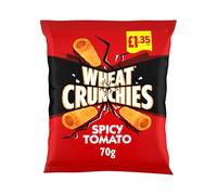 Wheat Crunchies Spicy Tomato 16 x 70g - Tube-Shaped Crunchy Crisps with Bold Flavour - No MSG, No Artificial Colours or Flavours - Vegetarian Snack - Ideal for Sharing, Lunchboxes, or Vending