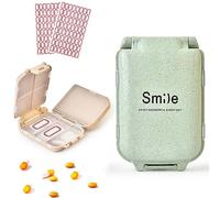 Wheat Fibre Pill Box,Daily Pill Organiser,8 Compartments Travel Pill Box,Travel Essentials Portable Travel Pill Boxes Organizer for The Storage of Pharmaceutical Vitamins. (Green)