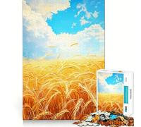 Wheat Field Adults 1000 Piece Jigsaw Puzzle Memory Fun Game Clean Cut Sturdy Components Unique Gift for Stress Relief (38x26cm)
