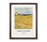 Wheat Field By Vincent Van Gogh Exhibition Museum Painting Framed Print | A4 Walnut Framed Wall Art | Ready to Hang | Modern Historical Picture | Living Room Bedroom Lounge Office