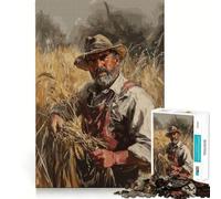 Wheat Field Farmer 1000 Pieces Puzzles for Teenagers Mind Boost Fun High Accuracy Cutting Craft Calming Mental Break Activity (38x52cm)