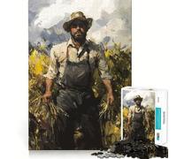 Wheat Field Farmer Jigsaw for Adults1000 Pieces Brain Focus Game Precision Cut Smooth Edges Amusing Challenge for Waiting Time (38x26cm)