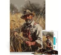 Wheat Field Farmer Jigsaw Puzzle 1000 Piece Creative Skill Toy Clean Cut Sturdy Components Travel-friendly Brain Game Gift (50x75cm)