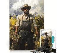 Wheat Field Farmer Jigsaw Puzzle 1000 Piece Creative Skill Toy Clean Cut Sturdy Components Travel-friendly Brain Game Gift (50x75cm)