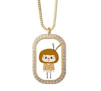 Wheat Field Farmer Yellow Eat UU Necklace Pendant Diamond Crystal Golden Jewelry