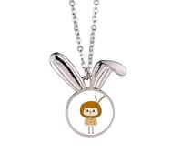Wheat Field Farmer Yellow Eat UU Rabbit Necklace Pendant Bunny Animal Jewelry Gift