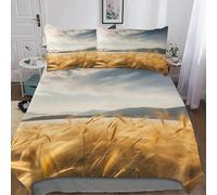 Wheat Field King Size Duvet Cover Sets Rural Fields Bedding Set 3 Piece for Bedroom Bed Decor Soft Microfiber 3D Printed Quilt Cover 220x230 cm with Zipper Closure und 2 Pillowcases F-341