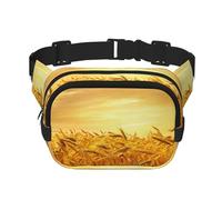 Wheat Field Print Fashion Waist Packs Square Layer Waist Bag Black Belt Bag with Adjustable Strap, Black, One Size