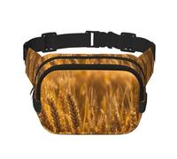 Wheat Field Print Square Waist Pack Double Layer Waist Pack Trendy Travel Waist Pack for Men and Women, Black, One Size, blackone, One Size