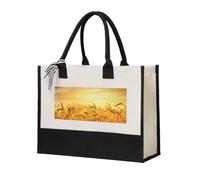 Wheat Field Print Tote Bag Canvas Gift Large Capacity Eco-Friendly For Travel Office Weekend Trips