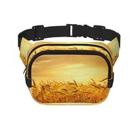 Wheat Field Print Waist Pack Square Waist Bag Workout Hiking Running Travel Gym Pretty Zipper Fashion