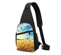 Wheat Field Printed Chest Bag Sling Bag for Men Women, Outdoor Crossbody Fanny Packs Hiking Chest Packs Sport Daypacks