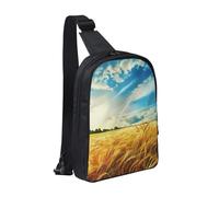 Wheat Field Printed Chest Bag Sling Bag for Men Women, Waterproof Crossbody Backpack Men Bag for Runner Workout Hiking Cycling Travel