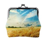 Wheat Field Printed Coin Purse for Women Cute PU Leather Coin Wallet Mini Coin Purse Pouch with Kiss-Lock