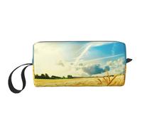 Wheat Field Printed Travel Makeup Bag Portable Cosmetic Bag Makeup Case Toiletry Handbag Organiser for Women