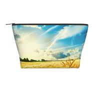 Wheat Field Printed Travel Makeup Bag Trapeze Cosmetic Bag Makeup Case Toiletry Bag Organiser for Women