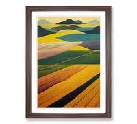 Wheat Field Stripes Vol.1 Framed Print | A2 Walnut Framed Wall Art | Ready to Hang | Modern Nature Picture | Living Room Bedroom Lounge Office