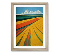 Wheat Field Stripes Vol.2 Framed Print | A2 Oak Framed Wall Art | Ready to Hang | Modern Nature Picture | Living Room Bedroom Lounge Office