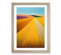 Wheat Field Stripes Vol.3 Framed Print | A2 Oak Framed Wall Art | Ready to Hang | Modern Nature Picture | Living Room Bedroom Lounge Office