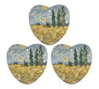Wheat Fields And Cypress Trees Car Air Freshener, 3 Pcs Love form Hanging Air Freshener Cards, Long Lasting Fragrance Scented Cards for Car, Home, Office Black-style