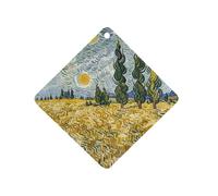 Wheat Fields And Cypress Trees Car Air Freshener Hanging, Long Lasting Scented Car Aromatherapy Tablets, Rhombus Fragrance Scented Cards for Vehicles, Bedroom, Wardrobe Black-style