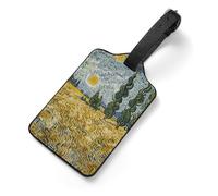 Wheat Fields and Cypress Trees PU Leather Luggage Tags, Name Tags for Travel