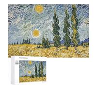 Wheat Fields and Cypress Trees Puzzle for Adults Wooden Jigsaw Puzzle for Mother's Day Premium Puzzle with Unique Art Design Challenging Brain Teaser Birthday Gift for All Ages 1000 PCS