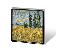Wheat Fields And Cypress Trees Square Lapel Pins Backpack Pin Cute Brooch Decoration Brooches for Women Men Fashion Button Badges for Hat Backpacks Purses Jackets Shirt Suit