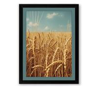 Wheat Fields at Golden Hour Rustic Framed Wall Art Print A4 (29.7×21cm) Black, Wall Decor for Living Room, Bedroom, Office & Home, Ready to Hang, Art Gift