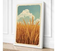Wheat Fields at Rest Vintage Canvas Wall Art Print 18x12 Inch (46 x 30 cm)