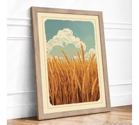 Wheat Fields at Rest Vintage Framed Wall Art Print A2 (59.4×42cm) Oak, Wall Decor for Living Room, Bedroom, Office & Home, Ready to Hang, Art Gift