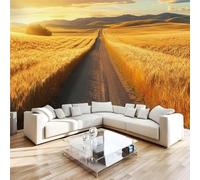Wheat Fields Highways Stretching Out 3D Photo Wallpaper Non-Woven Wall Mural Landscape Wall Mural Decoration Poste Premium Wallpaper Wall Art for Living Room Bedroom W200xH140 11yf266