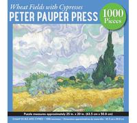 Wheat Fields with Cypresses 1000-Piece Jigsaw Puzzle, 25'' x 20'', Vibrant Greens, Blues, and Yellows