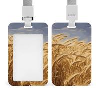 Wheat Harvest ID Badge Holder Durable ABS Plastic Card Case Protector with Lanyard, Push-Pull Slot, Stylish Lanyard ID Card Holders for Office Corporate Use